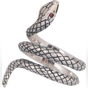 Amazon ForFox VTG 925 Sterling Silver Snake Ring Red Eyes Reptilian Adjustable